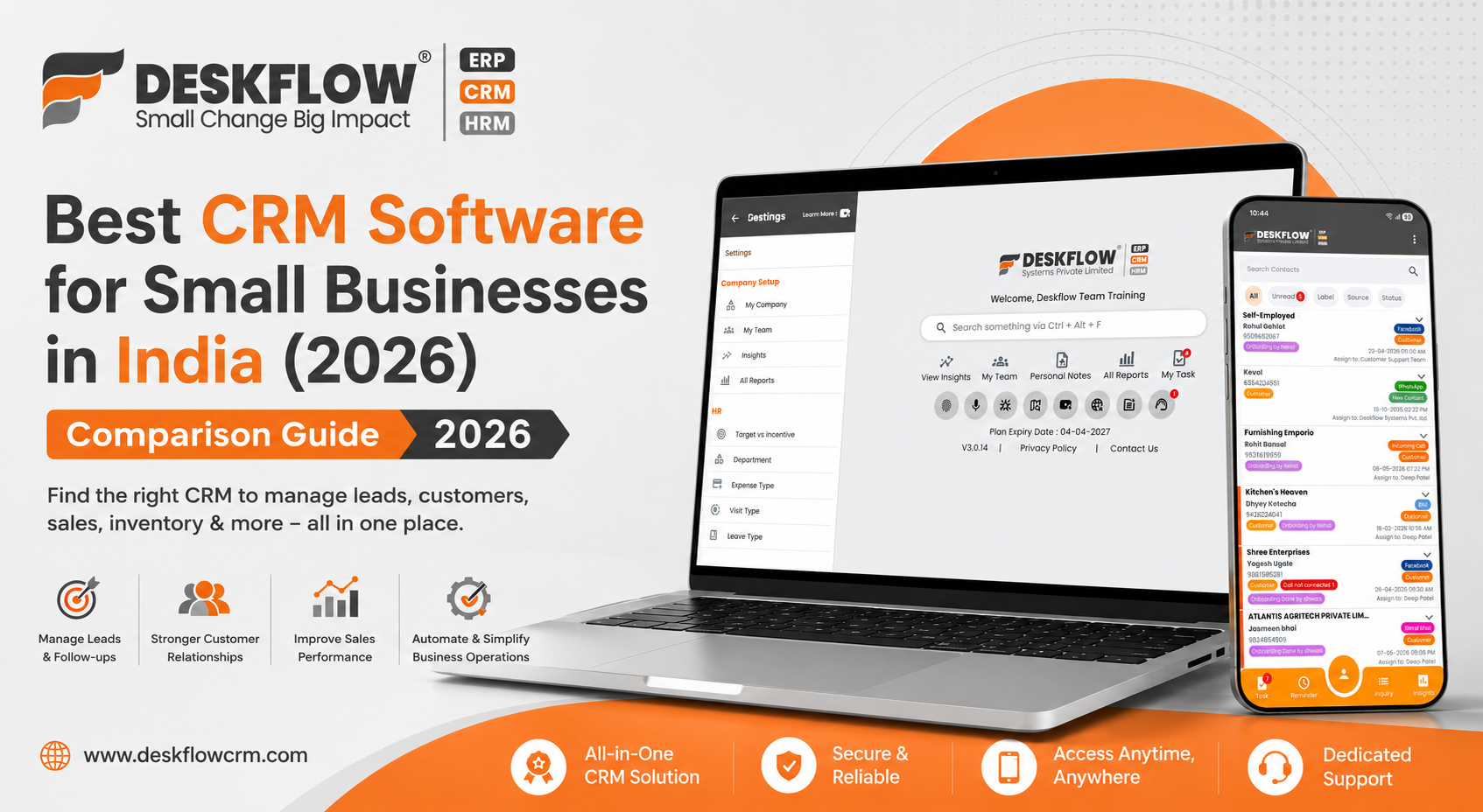 Best CRM software comparison guide for small businesses in India 2026 - Deskflow CRM